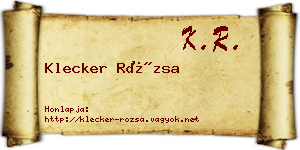 Klecker Rózsa névjegykártya